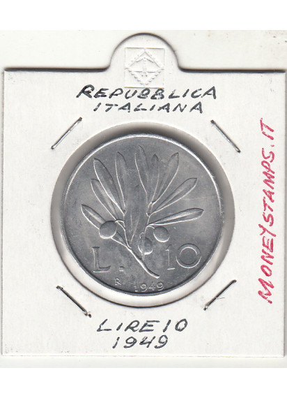 1949 Lire 10 Italia Repubblica "Ramo di Ulivo" Ottima Conservazione